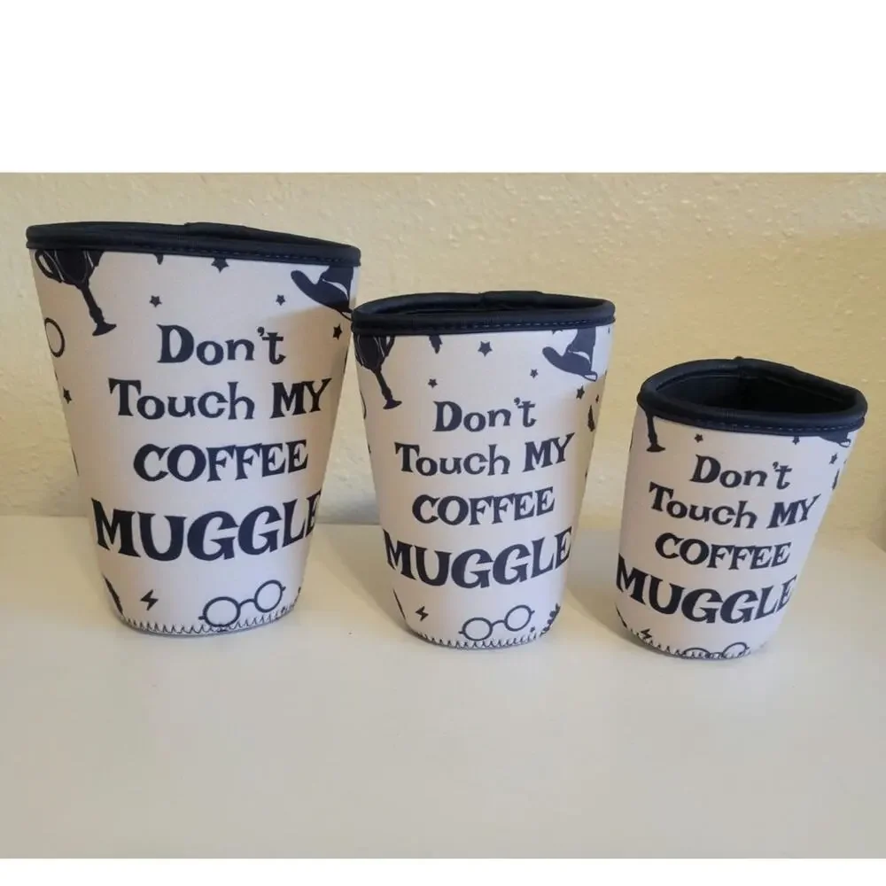 Wizard Coffee Cup Sleeves Set of 3 Neoprene Don't Touch My Coffee Muggle